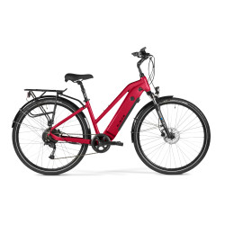 Czerwony rower elektryczny M_Bike eT.Bike 2.0 trekkingowy-widok z boku