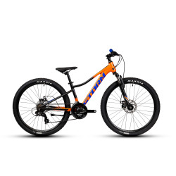 Rower Storm Racer 1.0 pomarańczowo-czarny matt-widok z boku.