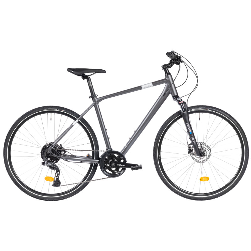 Rower crossowy M_Bike CRS 100-D szary - widok od boku